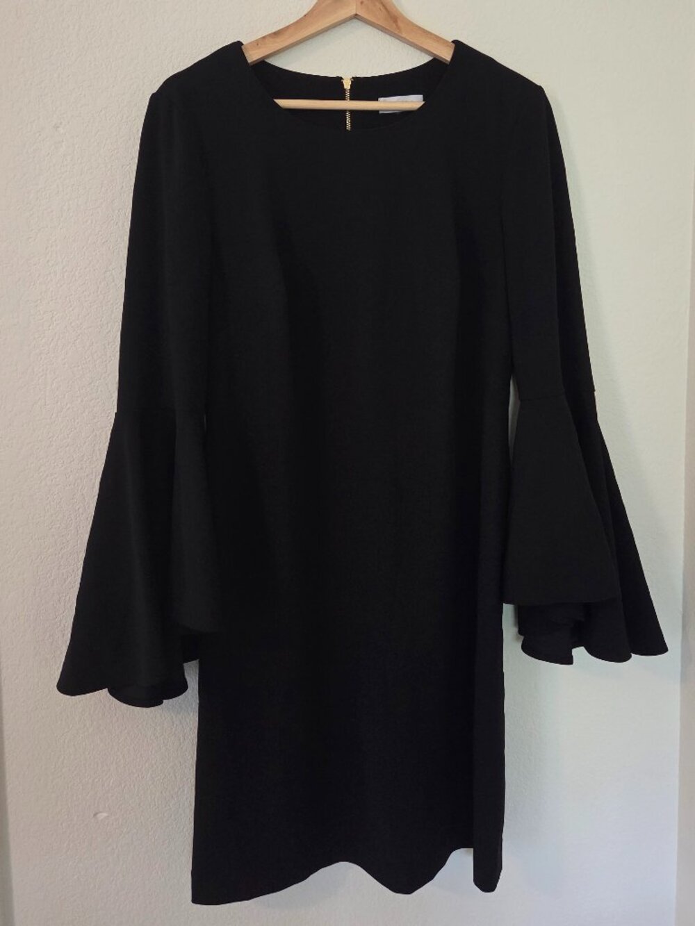 Calvin Klein Black Flowy Sheer Long Sleeve Dress
